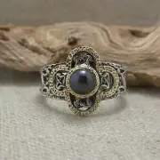 Sterling Silver &10K Celtic Knot & Freshwater Peal Ring by Keith Jack Size 6.5