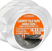 All Flooring Now Carpet Tape Double Sided Heavy Duty Carpet Tile Tape 2inx90ft (Bulk 6 Pack) Rug Gripper Indoor Outdoor Grip Tapes for Area Rugs on Hardwood Vinyl Concrete Wood Turf Floor Adhesive