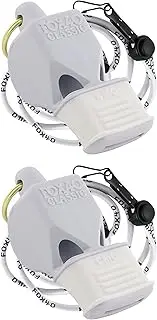 Fox 40 Classic CMG Whistle w/Lanyard Referee-Coach Safety Alert-White (2-Pack)