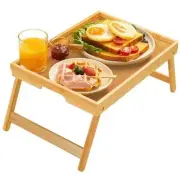 Bamboo Bed Tray Table with Foldable Legs, Breakfast Tray for Medium Natural
