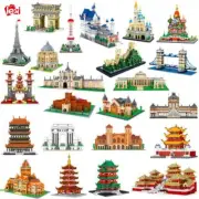 World Architecture Eiffel Tower Bridge DIY Mini Diamond Block Brick Building Toy