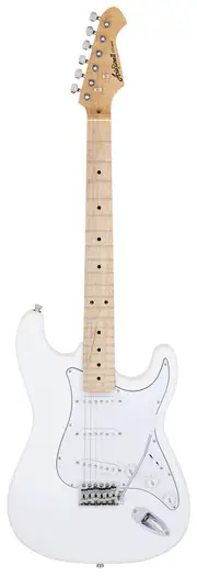 Aria STG-003M Electric Guitar White with Basswood Body and Maple Neck, 3 Aria OS-1 Single Coil Pickups