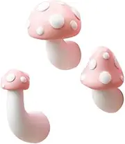 Aswalling 3 Piece Mushroom Refrigerator Magnets Decorative Kitchen Magnets for Office Calendar Whiteboard, Bedroom Wall Decor Pink