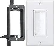 Brush Wall Plate Deco Bristle Insert with Single Gang Mounting Bracket for Low Voltage Cable Pass Through HDTV HDMI Home Theater Networking Wires (White)