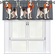 LHBWCVN Beagle Patterns Valances for Windows, Rod Pocket Window Treatment Drapes Farmhouse Kitchen Curtains Short Blackout Window Curtains for Living Room Bedroom Decor 54x18 Inch