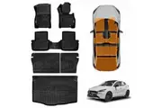 3D Floor Mats Boot Liner Set for Mazda 2 Hatch 2014-2025 DJ Series All Weather Heavy Duty Cargo Kick Mats Back Seat Protector Cover