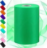 Swpeet 6 Inch by 100 Yards Grass Green Tulle Fabric Roll, Fabric Spool Tulle Ribbon, Netting Polyester Spool Ideal for DIY Handmade Birthday Party Wedding Decorations Christmas Craft Supplies