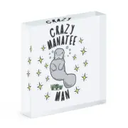 Crazy Manatee Man Stars Acrylic Photo Block Frame Funny Animal