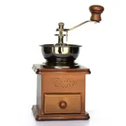 Coffee Bean Grinder Vintage Retro Manual Hand Wooden Metal Herb Mill Spice Nut
