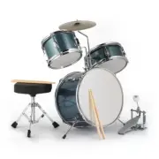 14"x10" 3-Pieces Junior Kids Drum Set Kit Pedal Drum Stick Wrench Drum Stool Sky