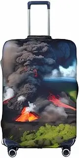 [HTTUP] Kilauea Volcano Bloom Print Practical Elastic Washable Travel Luggage Cover with Concealed Zipper for Suitcases, White, Medium