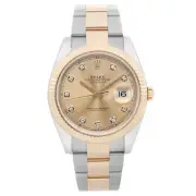 2023 Rolex Datejust 41 126333 Yellow Gold Steel Champagne Diamond Dial Watch