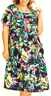 TS TAKING SHAPE plus size M / 20 Natural Electric Floral Dress soft NWT rrp$150!