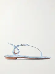 [Aquazzura] Aquazzura - Almost Bare Striped Leather Sandals - Light blue - IT39 IT 39 Blue
