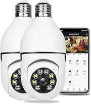 zolyet 2Pack Wirel WiFi Camera Securi Camera,Dome Camera HD Light Socket Camera, 1080P 360 Degree Panoramic Connector Home Securi Wirel Camera White 2 pcs