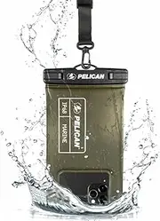 Pelican Marine - IP68 Waterproof Phone Pouch/Case (Regular Size) - Floating Case for iPhone 15 Pro Max/14/13/12, S24, Pixel 8 - Detachable Lanyard - Olive Green