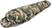 Warm Camping Sleeping Bag 1500g Filling White Duck Down Mummy 3 Season Sleeping Bag Camouflage Lightweight Outdoor Camping Hiking