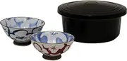 Hitsu: Far Infrared Ceramic Hitsu-kun & Rice Bowl Set, Arita Ware Cloth Inner and Outer Plum Chazuke (Large) Chazuke