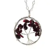 Tree of Life Pendant with Garnet w/ 18" Chain NEW Crystal Necklace