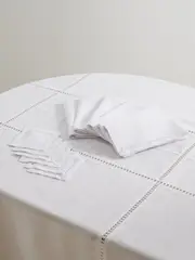 [Gohar World] Gohar World - The Well Dressed Table Lace-trimmed Cotton And Linen-blend Tablecloth And Set Of Six Dinner And Cocktail Napkins - White - One size One size White