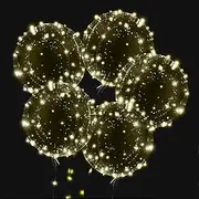 Pack of 10 Luminous Balloons, 20 Inch Helium Balloons, LED Balloons with 3 m Fairy Lights, Bobo Balloons for Party, Wedding, Decoration, Valentine's Day (Warm White)