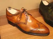 Men Handmade Shoe Tan Leather Oxford Brogue Mini Wingtip Derby Formal Wear Boot