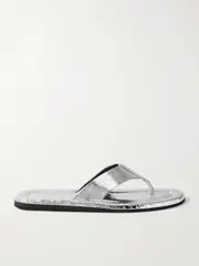 [Proenza Schouler] Proenza Schouler - Cooper Metallic Crinkled-leather Flip Flops - Silver - IT38 IT 38 Silver