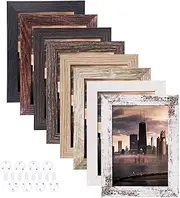4x6 Picture Frames Set of 8, Rustic Picture Frames Multi Wood-Color,Vertical and Horizontal Formats for Wall Hanging and Tabletop Display,Perfect for Rustic Home & Office Decor