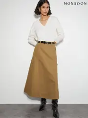 Monsoon Natural Hanna Cargo 100% Cotton Maxi Skirt (AR1449) | $159