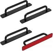 4 PCS Adhesive Cabinet Handles, No Drilling Drawer Pulls, Aluminum Alloy Stick On Door Handles, Window Handles for Kitchen, Cupboard Sliding Closet, Dresser Closet (Black)
