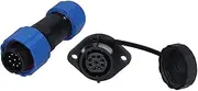 Flange Aviation Plug Socket IP68 Male and Female Butt Joints Flange with Cap Panel Mount Connector for Industrial Device Power Signal (9 core ( 5A))