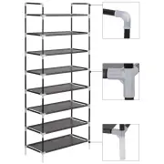 NNEVL Shoe Rack with 8 Shelves Metal and Non-woven Fabric Black