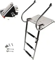 [FUTURUP] Boat Universal Swim Fiberglass Platform Under Mount Telescopic Ladder with 2 Handrails, 3 Step in/Outboard (Adjustable Installation Angle)