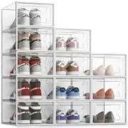 SEE SRPING XX-Large Shoe Storage Box Fit Size 14, Clear Plastic Stackable Sho...