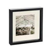Nicola Spring 10" x 10" Black 3D Box Photo Frame - 6" x 6" Mount