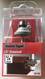 Vermont American Carbide Tipped Router Bit, 1/8" Classical, 1/4" Shank, #23153