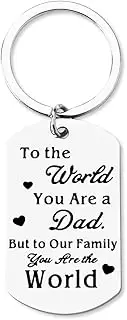 [YALLNASL] Dad Father Gift Keychain from Daughter Son to The World You Are a Dad Keyrings for Dad Father Fathers Day Christmas Presents for Daddy Birthday Gifts for Daddy Dad Key Rings