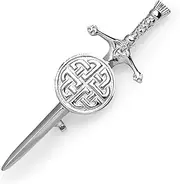 [Kilt Emporium] Celtic Lovers Knot Kilt Pin Symbolic Scottish Love and Eternal Life Rust Free Brass - 4 Inch