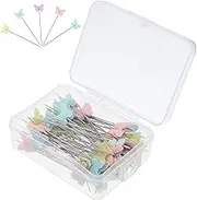 jojofuny 100Pcs Butterfly Pattern Straight Head Pins for Sewing Durable Pin Positioning Needles Mixed Colors for Dress Making Quilting Crafts and Floral Bouquets