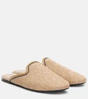 [Brunello Cucinelli] Brunello Cucinelli Monili raffia mules AU 9 beige