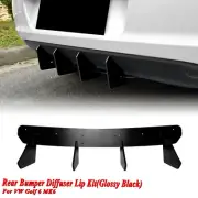 Gloss Black Rear Bumper Diffuser Lip Shark Fin Bodykit For Volkswagen Golf 6 MK6