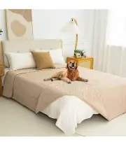 Waterproof Blanket Double Sided Soft Pet Bed Cover Reversible 30x53 Inch Beige