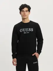 GUESS Black Embroidered Logo Jumper Size: XL, Polyester