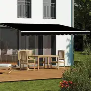 NNEDSZ Motorised Outdoor Folding Arm Awning Retractable Sunshade Canopy Black 5.