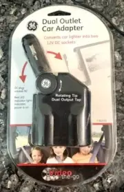 GE CAR ADAPTER DUAL OUTLET PLUG CONVERTER LIGHTER 12V DC SOCKET C94355