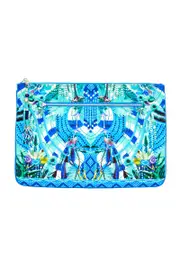 LARGE CANVAS CLUTCH AMAZON AZURE