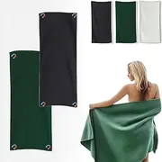 Bigmiu Outdoor Magnetic Bath Towel - Quick-Drying and Sand-Proof, Oversized 30" X 75" Multifunction Microfiber Bath Towels, Magnet Towel with Buckle for Bath Towel(Green+Black)