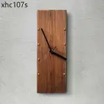 復古實木長方形掛鐘北歐個性裝飾時鐘表極簡藝術掛錶客廳超靜音鍾