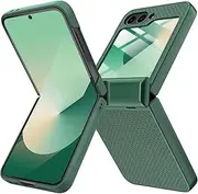 [Miimall] Slim Case for Samsung Galaxy Z Flip 6 Case with Screen Protector & Hinge Protection, [Wireless Charging] Military Grade Drop Proof Armor Full-Body Protective Phone Cover for Z Flip6 5G Green