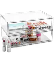 Sorbus Set of 2 Acrylic Pull-Out Clear Makeup Storage Containers